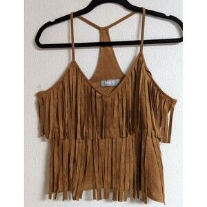 Wmn's blue b. Collection Sleeveless Fringe Top Western Festival Coachella Large
